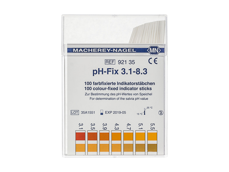 pH test strips, pH‑Fix 3.1–8.3, fixed indicator