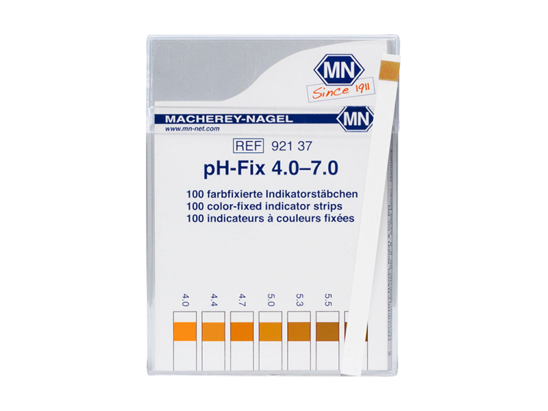 pH test strips, pH‑Fix 4.0–7.0, fixed indicator