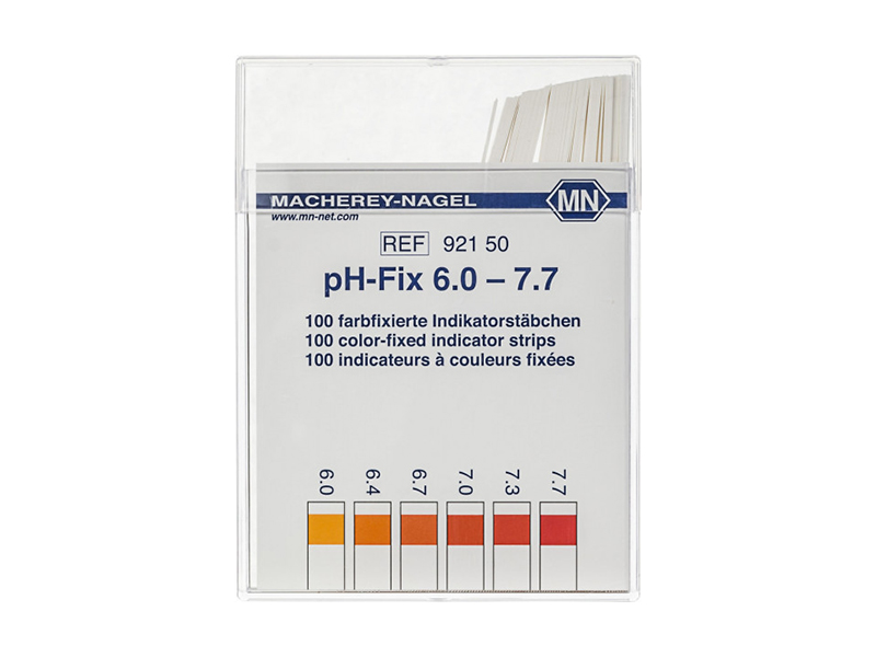 pH test strips, pH‑Fix 6.0–7.7, fixed indicator