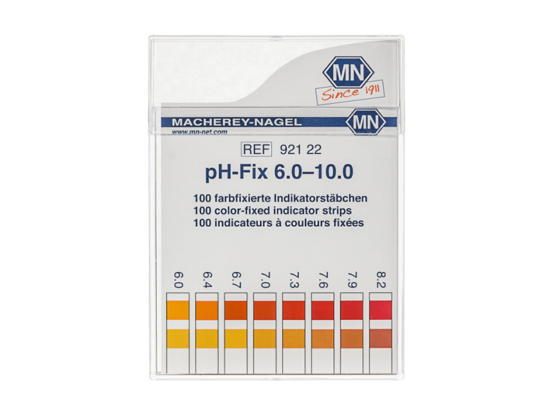 pH test strips, pH‑Fix 6.0–10.0, fixed indicator