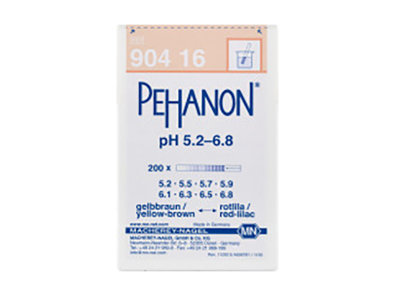 pH test strips, PEHANON 5.2–6.8, for colored samples