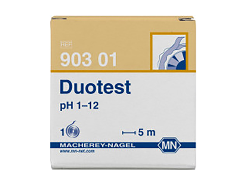 pH test paper Duotest pH 1–12, with two indicator zones