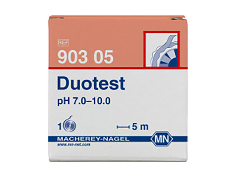 pH test paper Duotest pH 7.0–10.0, with two indicator zones