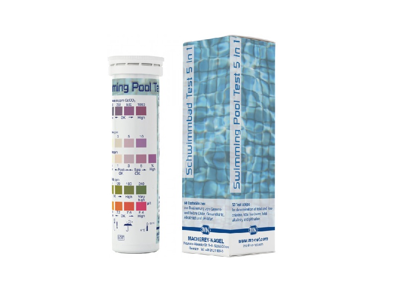 Semi-quantitative test strips Swimming pool test 5 in 1